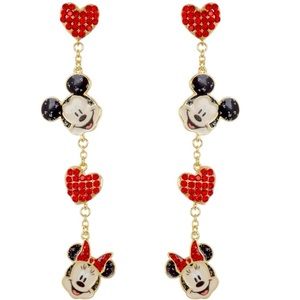 Disney Baublebar Mickey Minnie Dangling Hearts Earrings